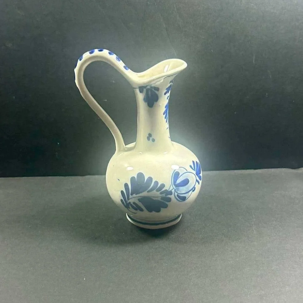 Delfts Blue‎ Miniature Pitcher White Blue Hand Painted Windmill Decor